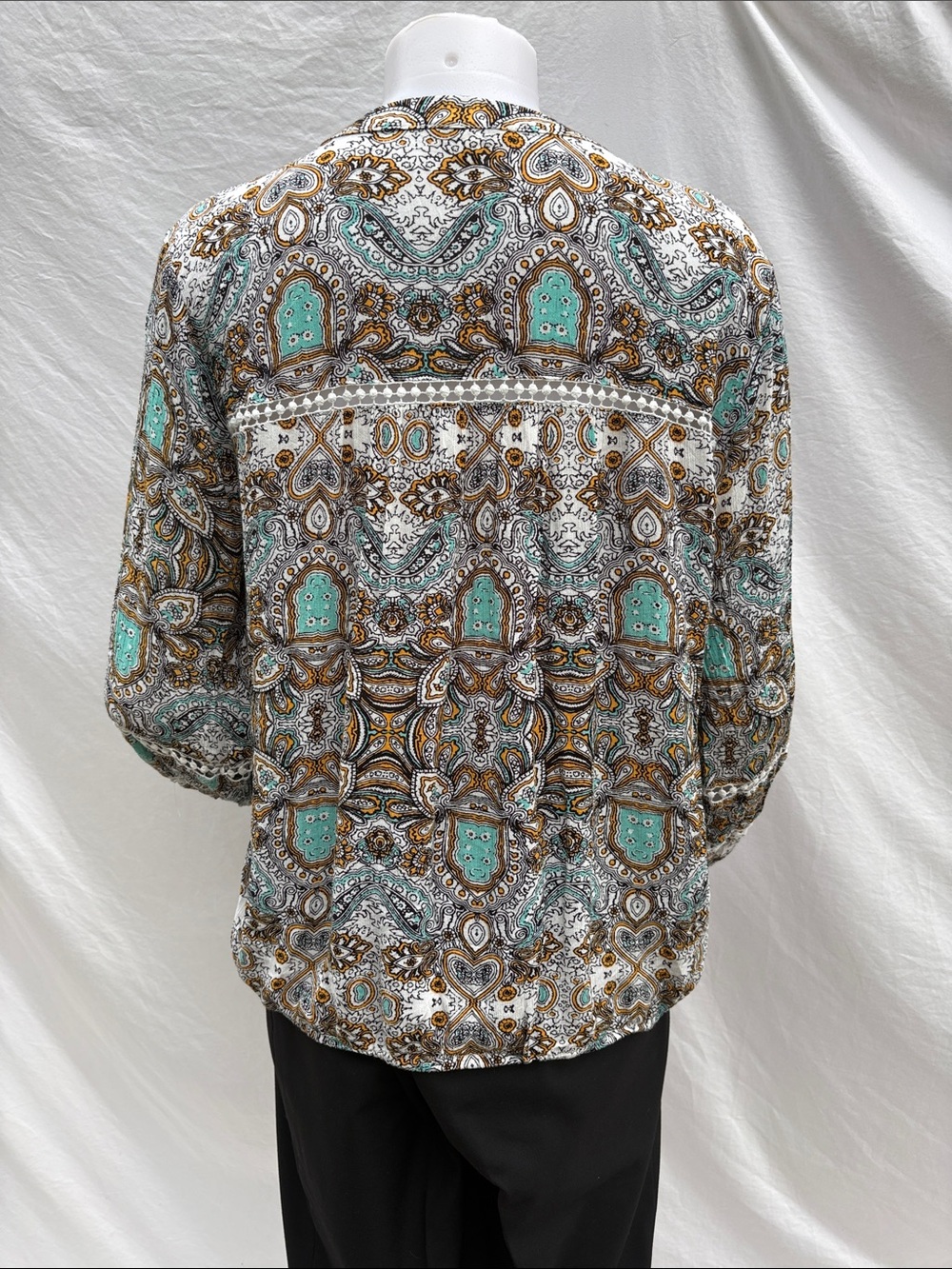 Democracy Paisley Tunic in Teal, Goldenrod, Black & White - Picture 13 of 13